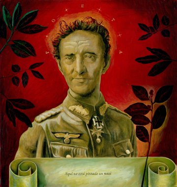 Tommaso Pincio "Ritratto di Roberto Bolaño con stelle distanti" 2012, tecnica mista su tavola, cm. 65 x 50