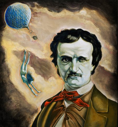 Tommaso Pincio "Ritratto di Edgar Allan Poe con le spalle rivolte al sublime", 2011, olio su tavola, cm. 65 x 60